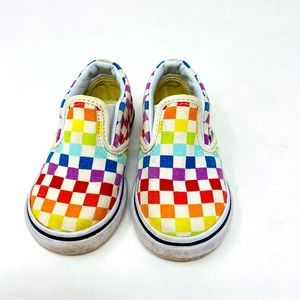 Vans Classic Slip On Rainbow Checkerboard Skate Shoes Size 5